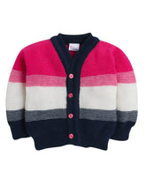 Little Angels Little Angels V-Neck Full Sleeves Color-Block Dark Blue Cardigan, Pants, Cap & Socks Sweater Sets Warm Hugs Colorblock Set